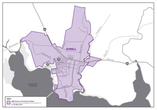 Map depicting area to be disconnected from 23 May 2014 at Sorell in Tasmania